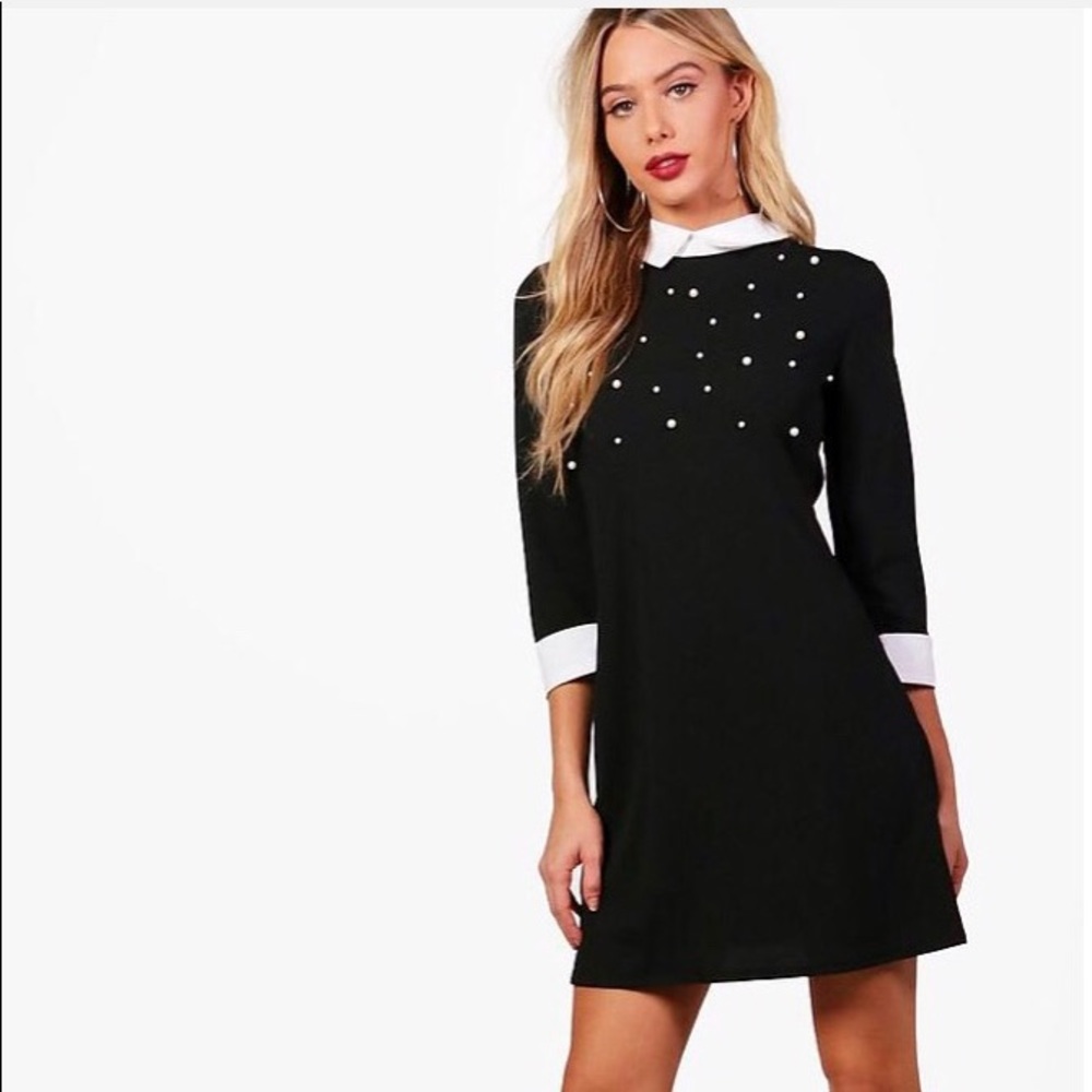 Pearl Embellished Shirt Dress